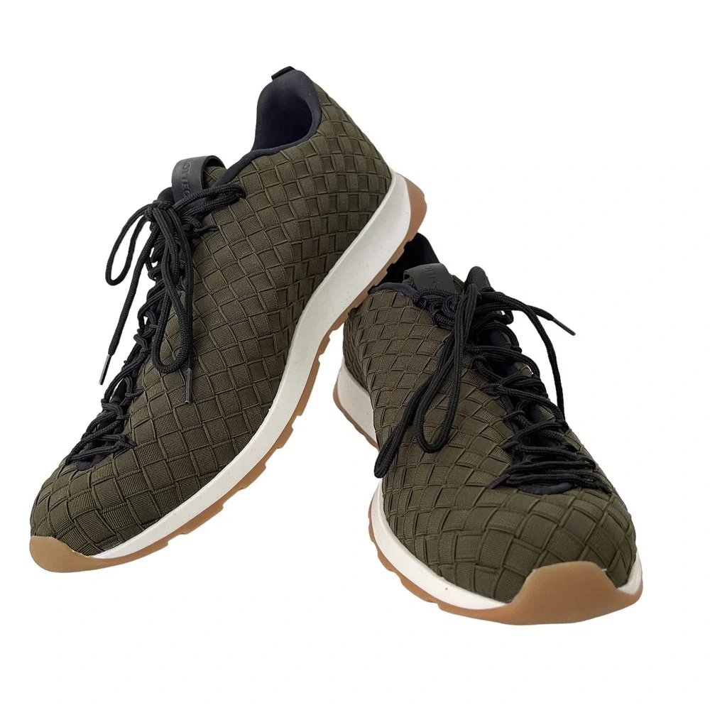 Bottega Veneta 609915 Men's Green Intrecciato nylon Speedster‎ Sneakers, size 40